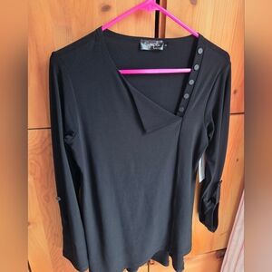 Sympli NWT Icon Flop Top Black Tunic Length Long Sleeve Knit Top Size XS Or 2